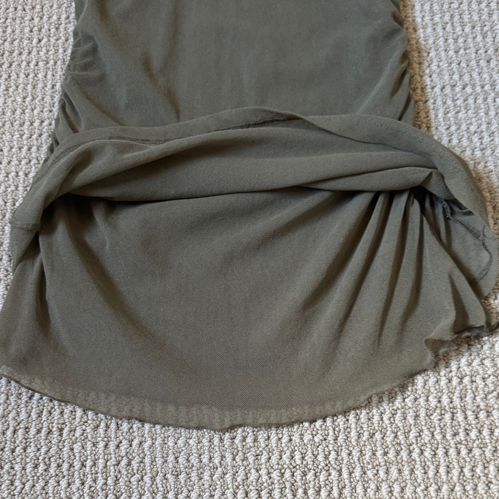 Express Olive V-Neck Sheer Tank Top - Picture 5 of 6